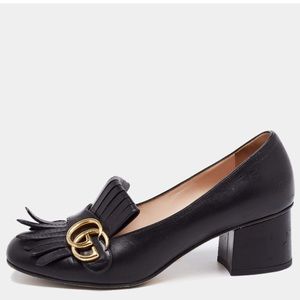Gucci Marmont Black Fringe Pumps 38